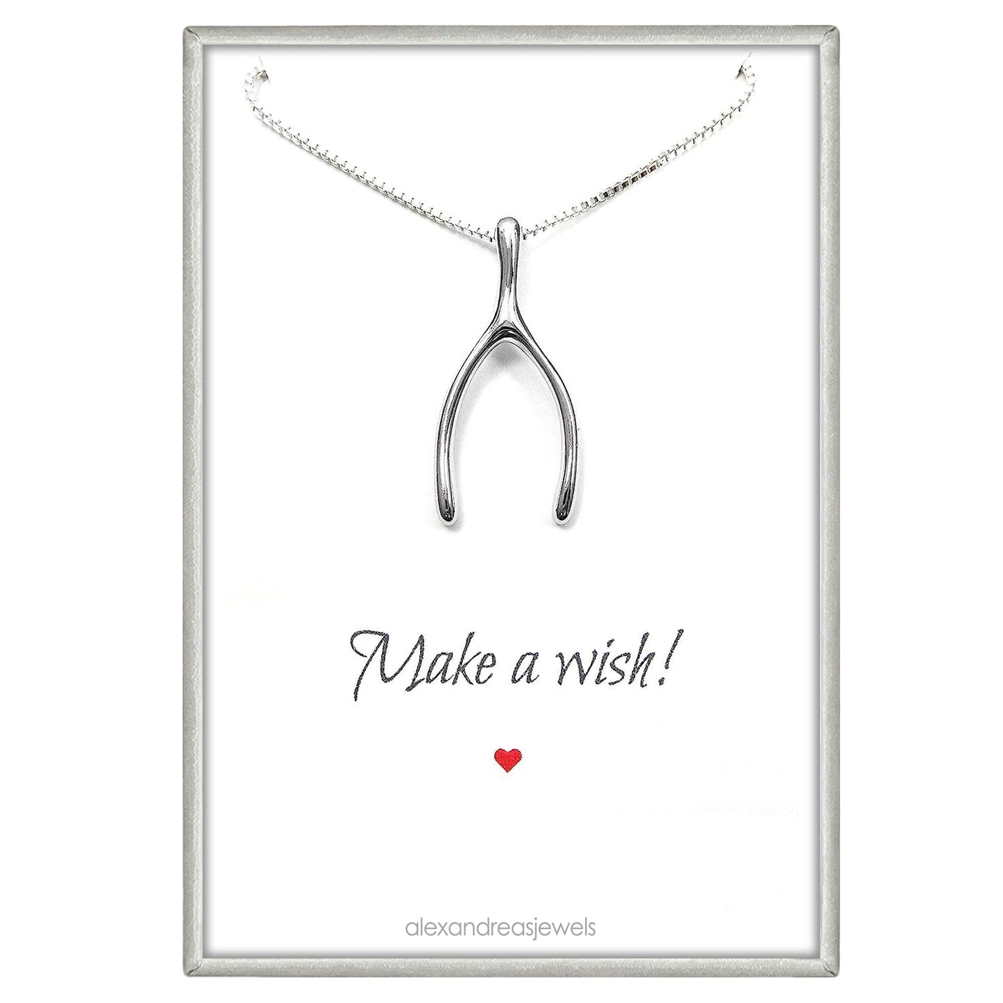 Sterling Silver Wishbone Necklace for Women, Make a Wish Necklace, Good Luck Charm Necklace, Wish Bone Necklace, Birthday Gift for Wife Girlfriend Daughter or Best Friend