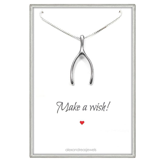 Sterling Silver Wishbone Necklace for Women, Make a Wish Necklace, Good Luck Charm Necklace, Wish Bone Necklace, Birthday Gift for Wife Girlfriend Daughter or Best Friend