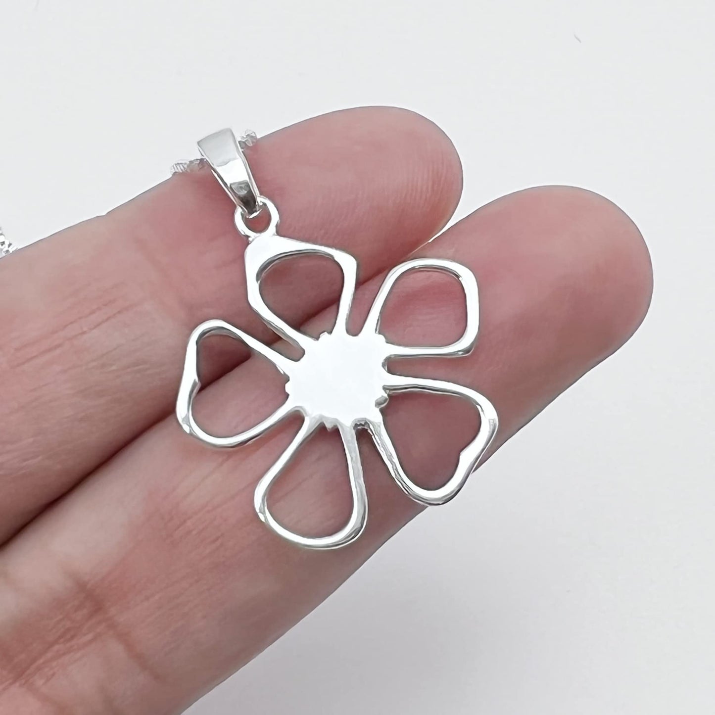 Sterling Silver Flower Necklace, Flower Girl Gift Necklace, Silver Flower Necklace for Girls