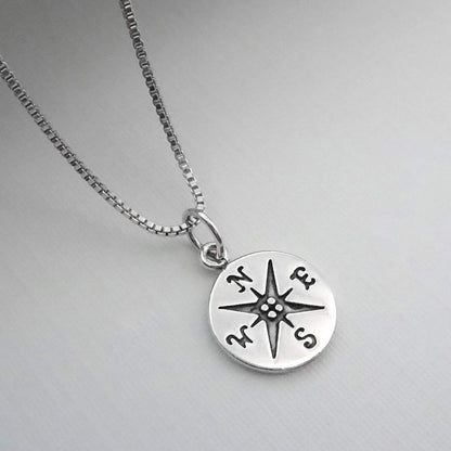 Small Compass Necklace Sterling Silver, Go Confidently in the Direction of Your Dreams, Graduation Gift Necklace