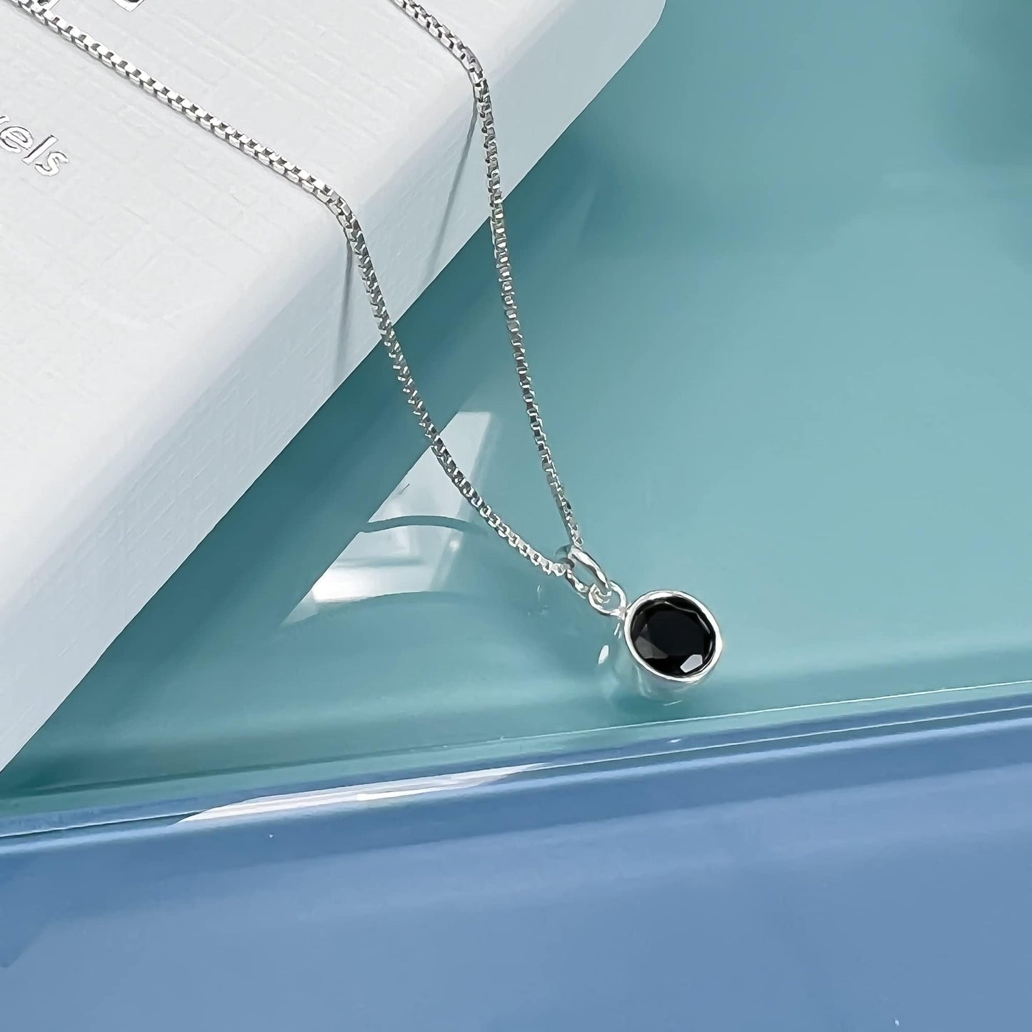 Tiny Black Onyx Disc Necklace, Sterling Silver Black Onyx Necklace, Layering Necklace