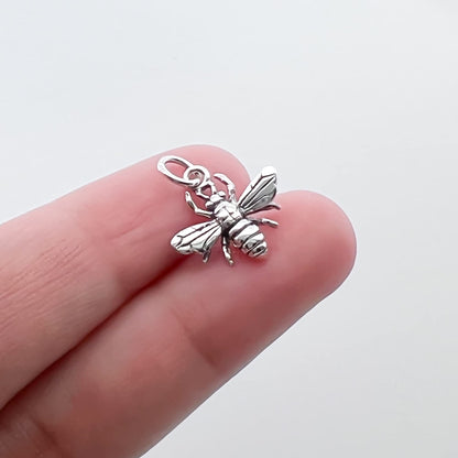 Tiny and Dainty Sterling Silver Honey Bee Bumble Bee Inspirational Motivational Gift Necklace for Women Teen Girls