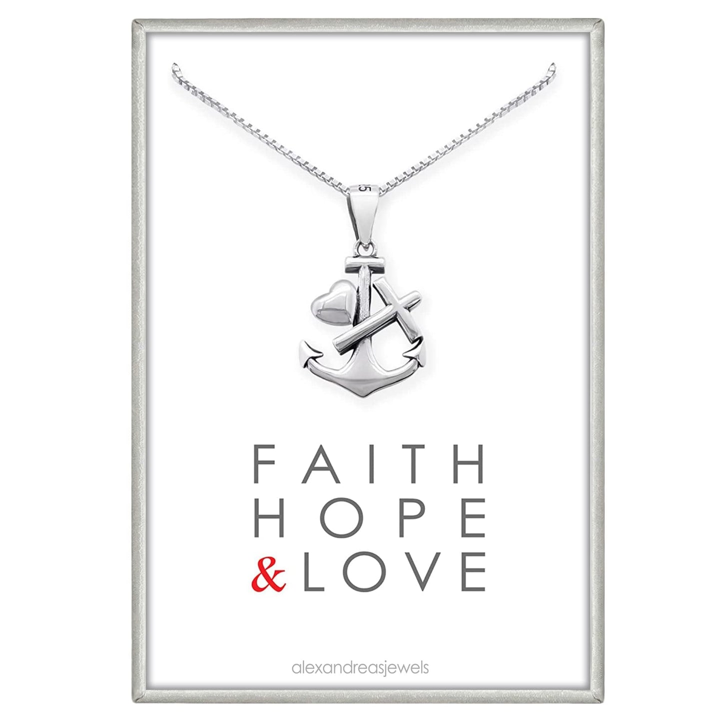 Tiny and Dainty Sterling Silver Faith Hope and Love Necklace, Silver Anchor Cross and Heart Necklace, Confirmation Gift Necklace, Goddaughter Gift