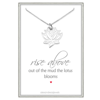 Small Delicate and Dainty 925 Sterling Silver Lotus Pendant Necklace for Women, GIft for Mom, Aunt, Girlfriend, Yoga Jewelry, Meditation Necklace