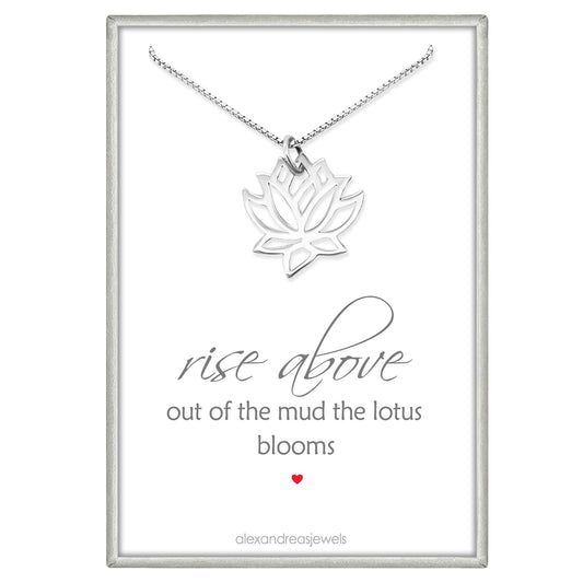 Small Delicate and Dainty 925 Sterling Silver Lotus Pendant Necklace for Women, GIft for Mom, Aunt, Girlfriend, Yoga Jewelry, Meditation Necklace