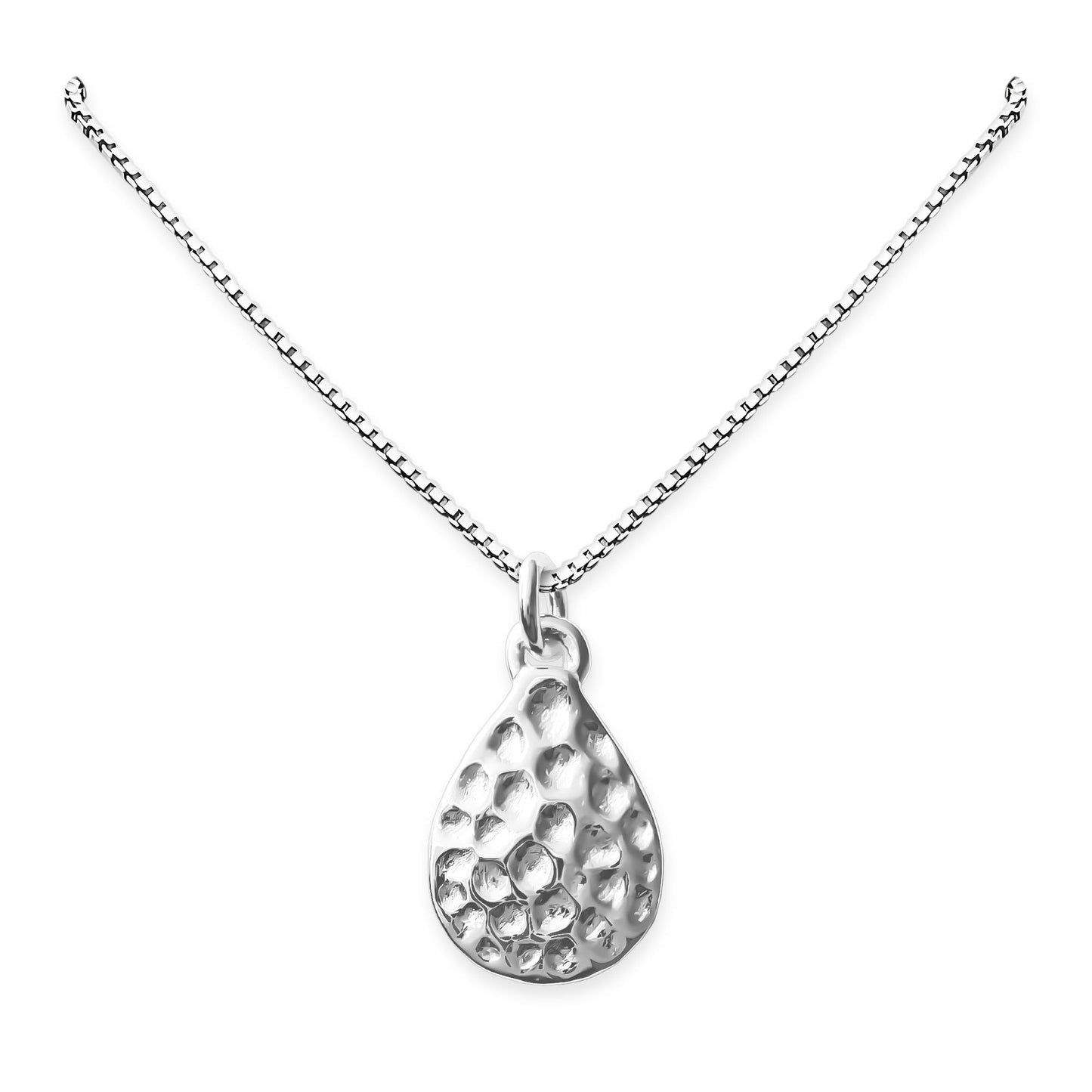 925 Sterling Silver Hammered Teardrop Pendant Necklace for Women and Teens ÔÇô Elegant, Modern Design for Daily Wear and Special Occasions