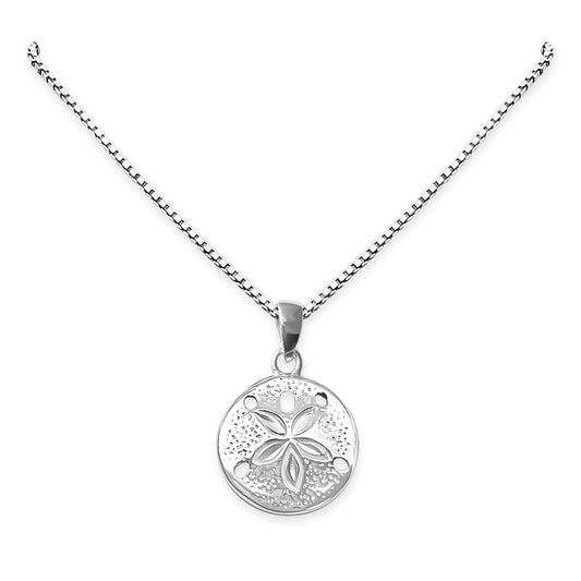 Dainty 925 Sterling Silver Sand Dollar Pendant Necklace for Women Beach Nature Everyday Jewelry Gift for Mom Wife Girlfriend Best Friend Summer Jewelry