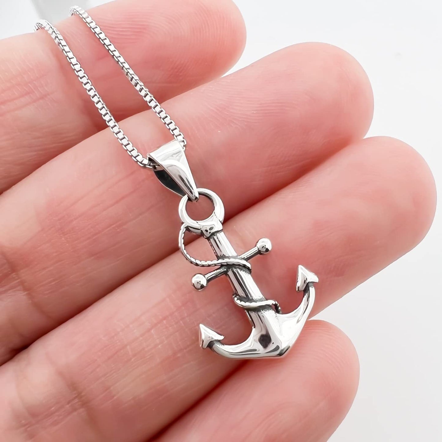 Sterling Silver Anchor Necklace for Women, Inspirational Necklace, Motivational Necklace