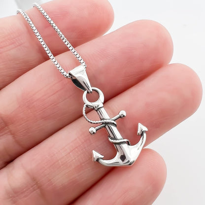 Sterling Silver Anchor Necklace for Women, Inspirational Necklace, Motivational Necklace