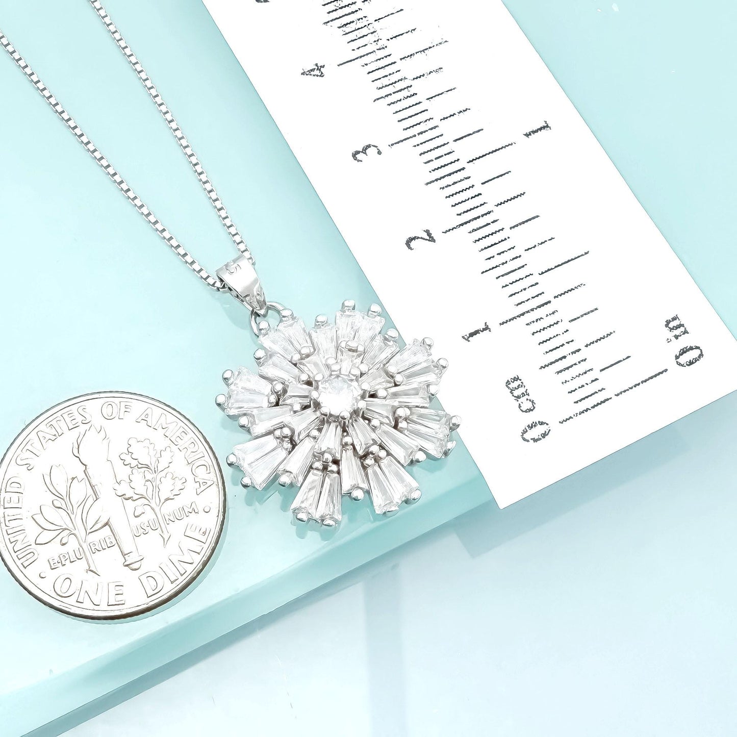 Sterling Silver Snowflake Pendant Necklace with Cubic Zirconia Crystals, Snowflake Jewelry for Women