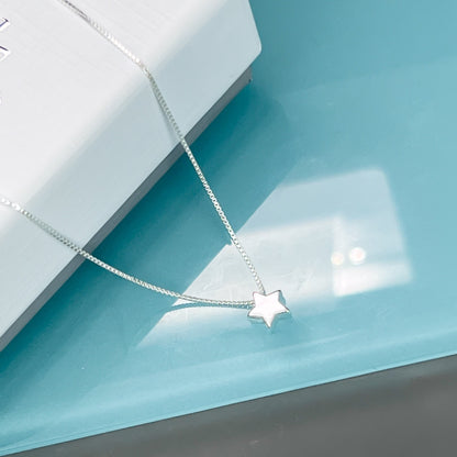Tiny Floating Star Necklace, Sterling Silver Star Choker Necklace, Daughter Birthday Gift, Girlfriend Gift, Niece Birthday Gift Necklace