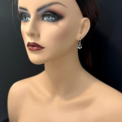 Silver Anchor Earrings, Anchor Jewelry, Dainty Sterling Anchor Dangle Earrings