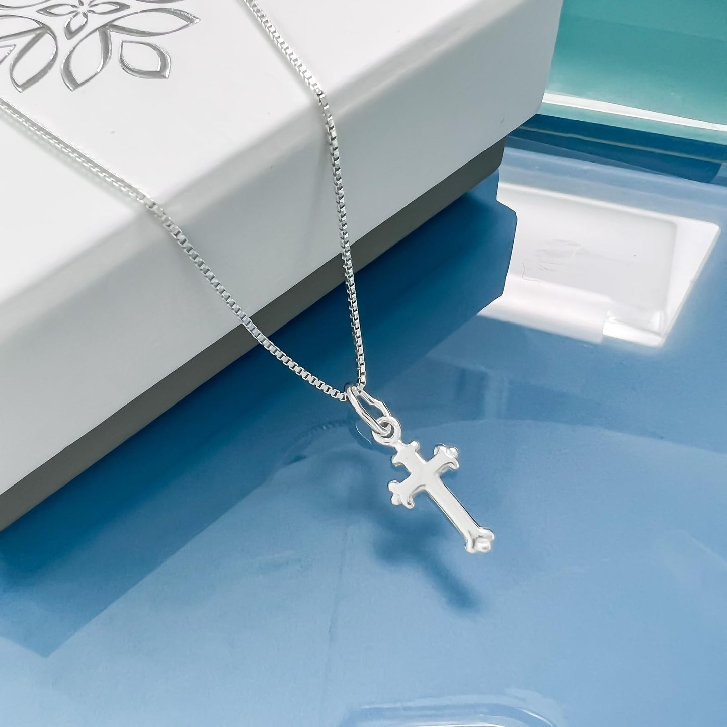 Very Tiny Delicate and Dainty Sterling Silver Cross Necklace for Women and Teen Girls, Goddaughter, Daughter, Granddaughter, Niece - Baptism, Confirmation Gift