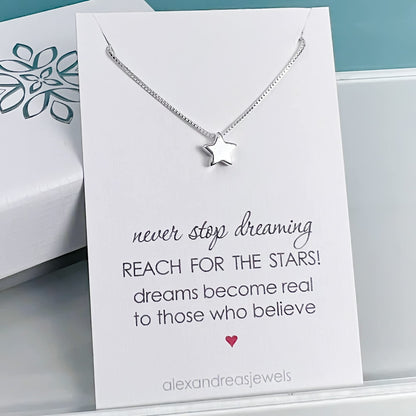 Tiny Delicate and Dainty Sterling Silver Star Necklace, Floating Star Necklace, Daughter Birthday Gift, Niece Birthday Gift, Girlfriend Gift Necklace