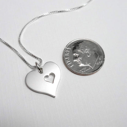 Set of 2 Heart Necklaces, Mother of the Bride Gift, Mother of the Groom Gift, Mother of the Groom Gift from Bride, Sterling Silver Heart Necklaces for Moms