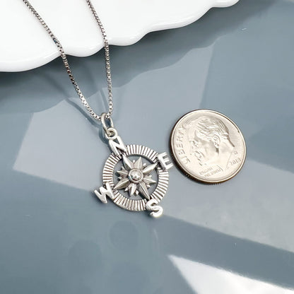 Sterling Silver Compass Necklace for Women, Best Friend Gift Necklace, A True Friendship Necklace, Best Friend Graduation Gift Necklace