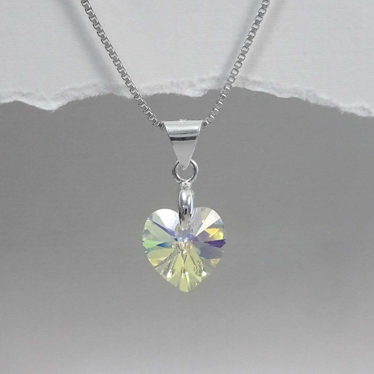 Tiny Clear AB Crystal Heart Necklace, Flower Girl Necklace, Flower Girl Proposal Gift