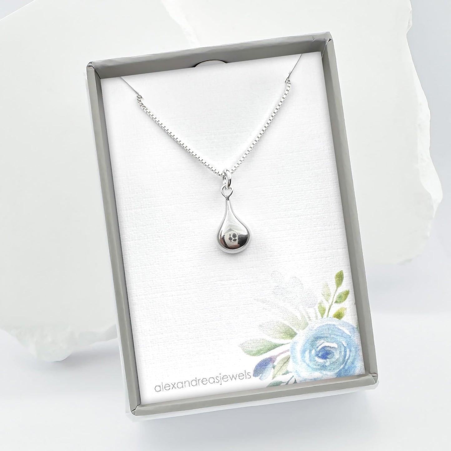 Delicate and Dainty Sterling Silver Puffed Drop Pendant Necklace for Women, Tiny High Polish Teardrop Necklace gift for Teens