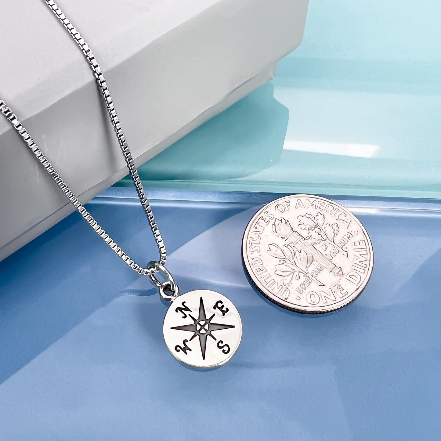 Small Compass Necklace Sterling Silver, Go Confidently in the Direction of Your Dreams, Graduation Gift Necklace