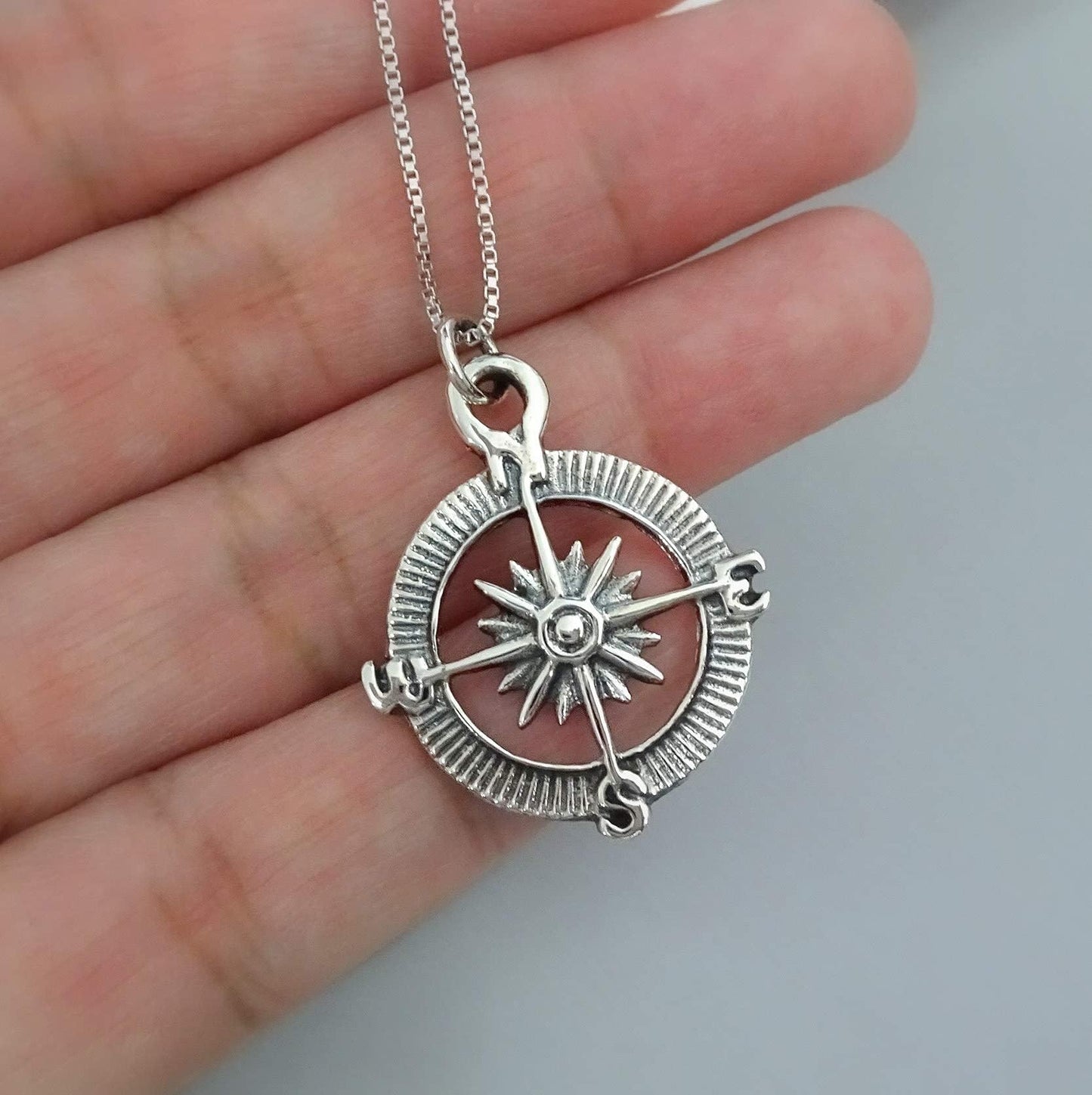 Compass Necklace Sterling Silver, Enjoy the Journey, Travel Necklace, Graduation Gift Necklace