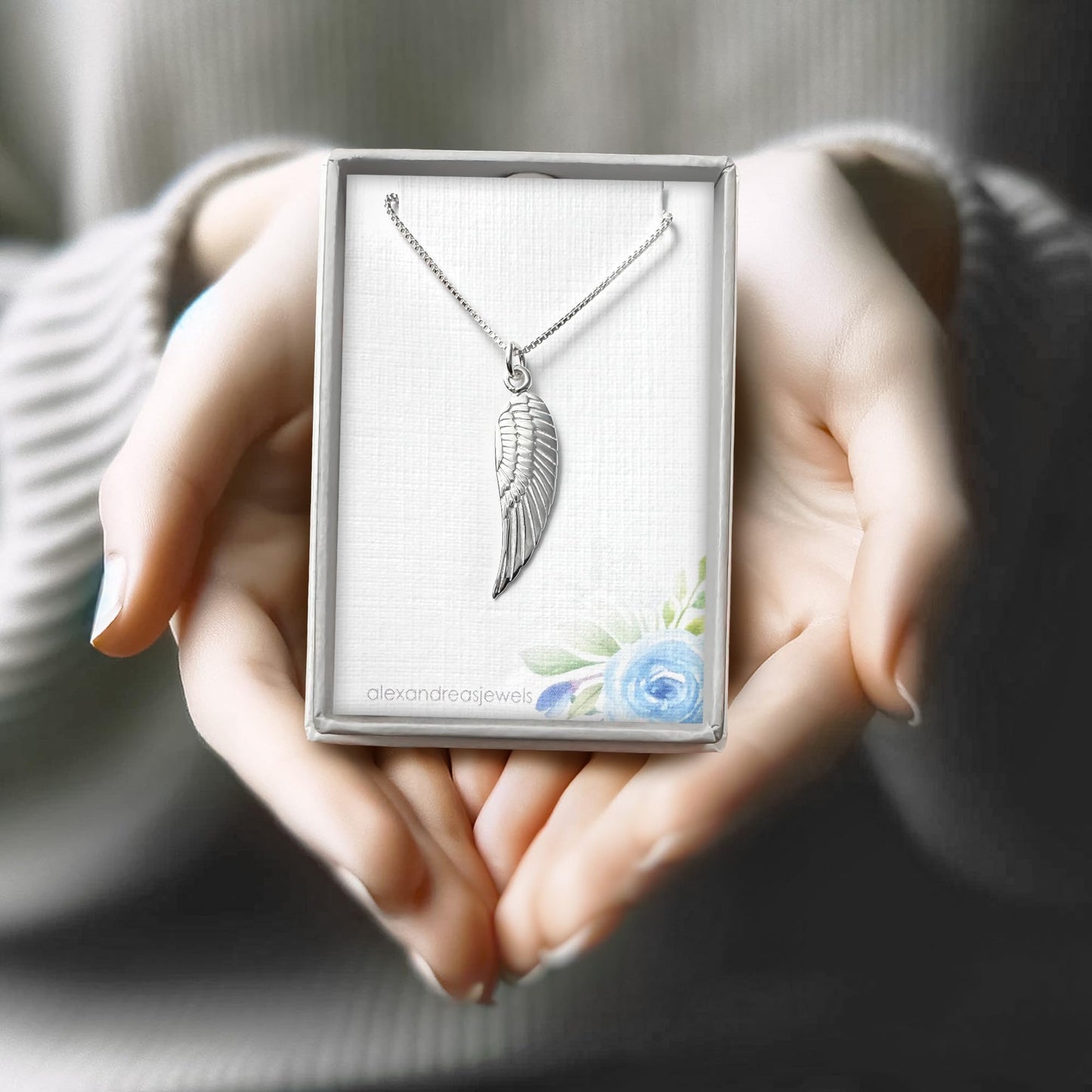 925 Sterling Silver Angel Wing Sentimental Gift Necklace for Women Teen Girls