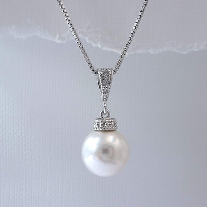 White Pearl Necklace, Mother of the Groom Gift Necklace, Solitary Pearl Necklace, Mother in Law Gift From Bride, Single White Pearl Necklace