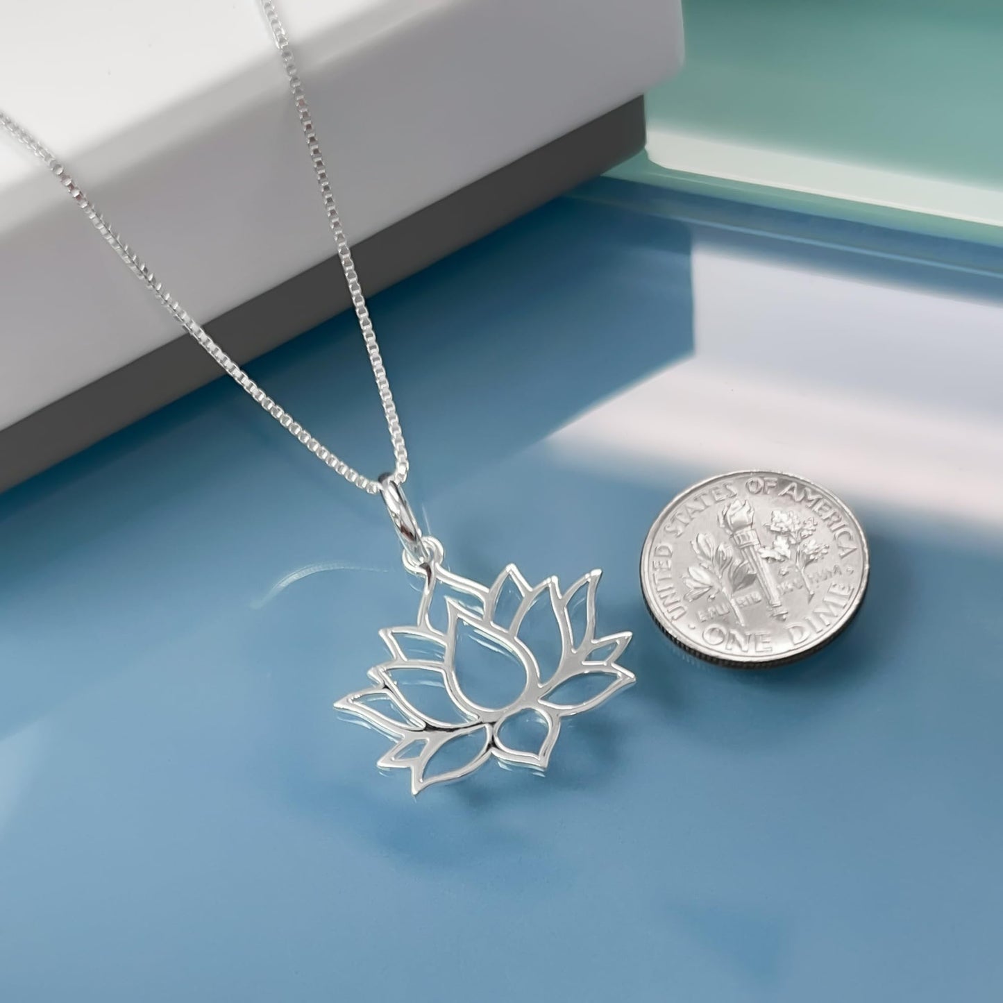 925 Sterling Silver Lotus Flower Motivational Gift Jewelry Necklace for Women Teen Girls