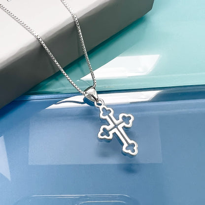 Cross Gift Necklace for Girls, Sterling Silver Open Cross Necklace, Goddaughter Gift Necklace