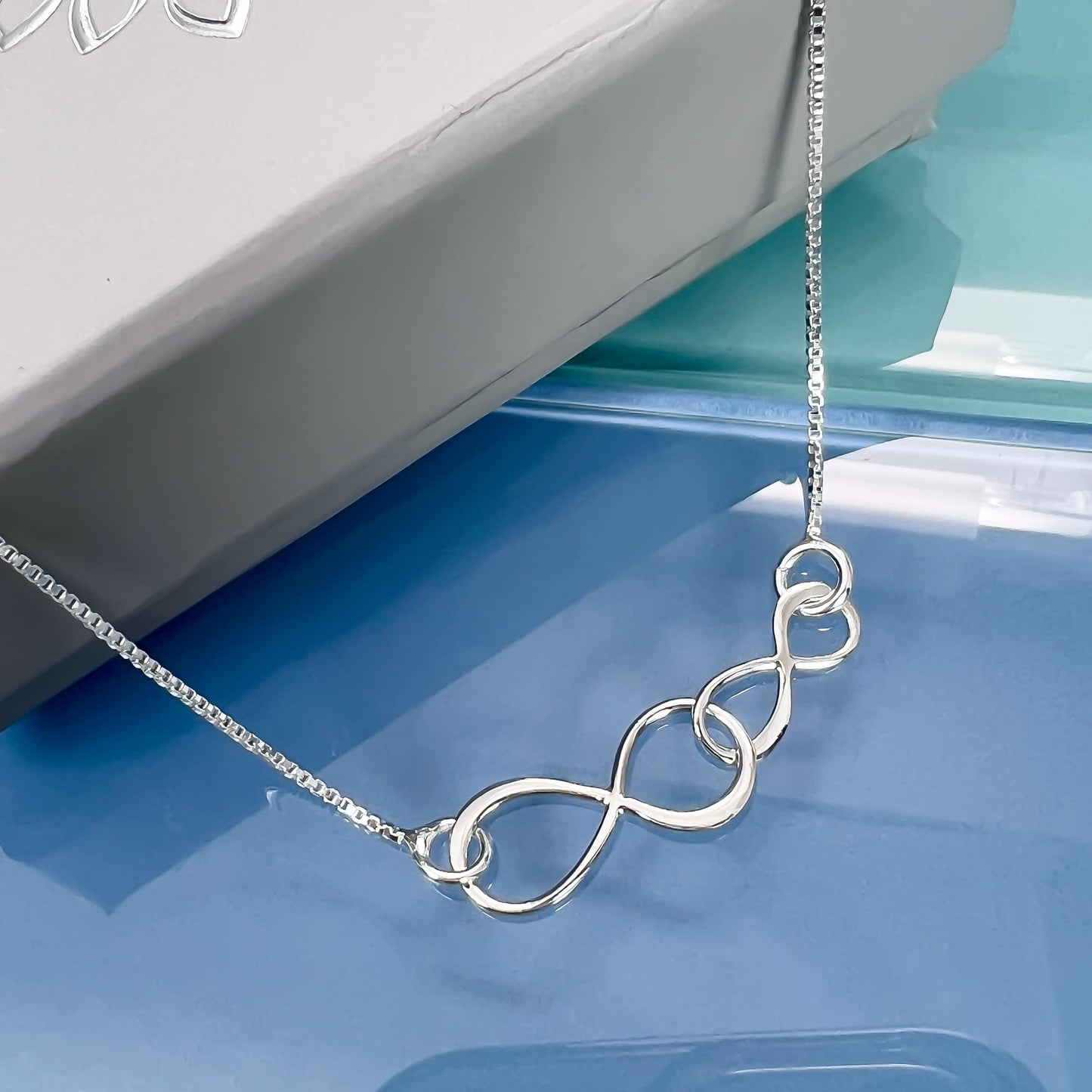 Sterling Silver Double Interlocking Infinity Necklace, Grandmother Mother Birthday Gift, Mother's Day Gift Necklace, Grandmother Valentine's Day Gift Necklace (Grandmother and Granddaughter)