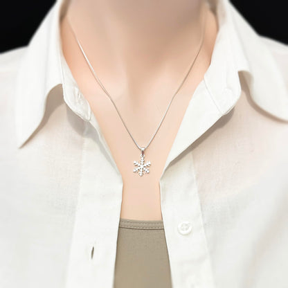 Sterling Silver Snowflake Necklace, Snowflake Necklace for Women, Snowflake Necklace for Teen Girls