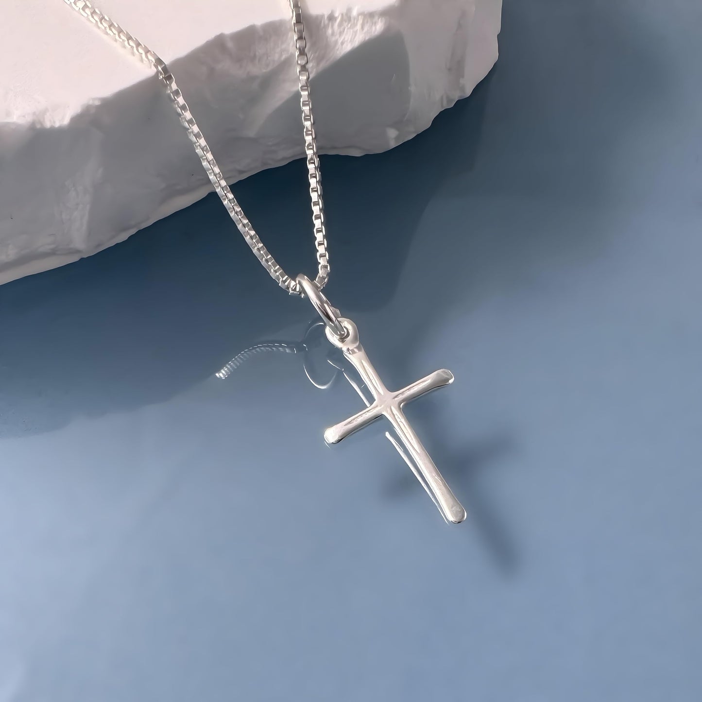 Tiny Cross Necklace for Women Teen Girls Delicate and Dainty 925 Sterling Silver Cross Necklace Goddaughter Gift on First Communion Baptism from Godmother Sponsor