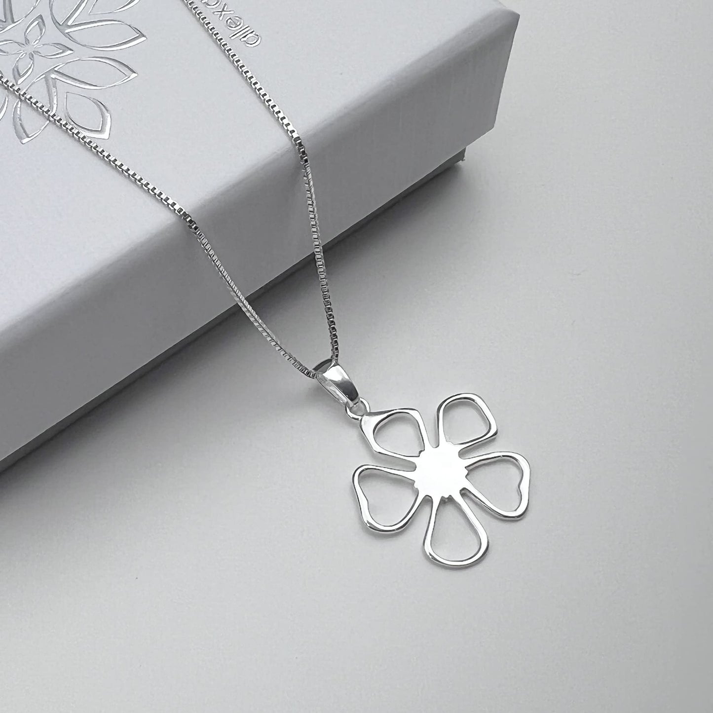 Sterling Silver Flower Necklace, Flower Girl Gift Necklace, Silver Flower Necklace for Girls