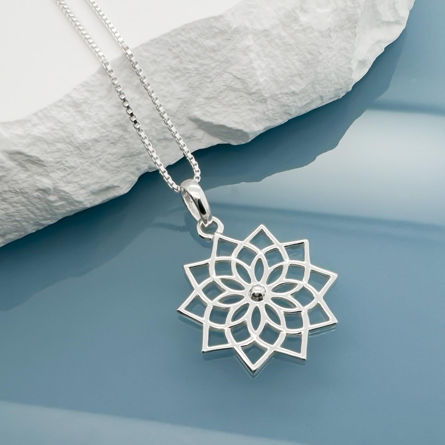 Lotus Necklace 925 Sterling Silver, Blooming Lotus Pendant Necklace, Lotus Necklace for Women