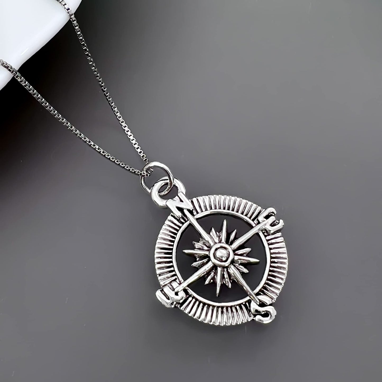 Sterling Silver Compass Necklace for Women, Graduation Gift Necklace, Travel Necklace, Retirement Gift Necklace, Daughter Graduation Gift