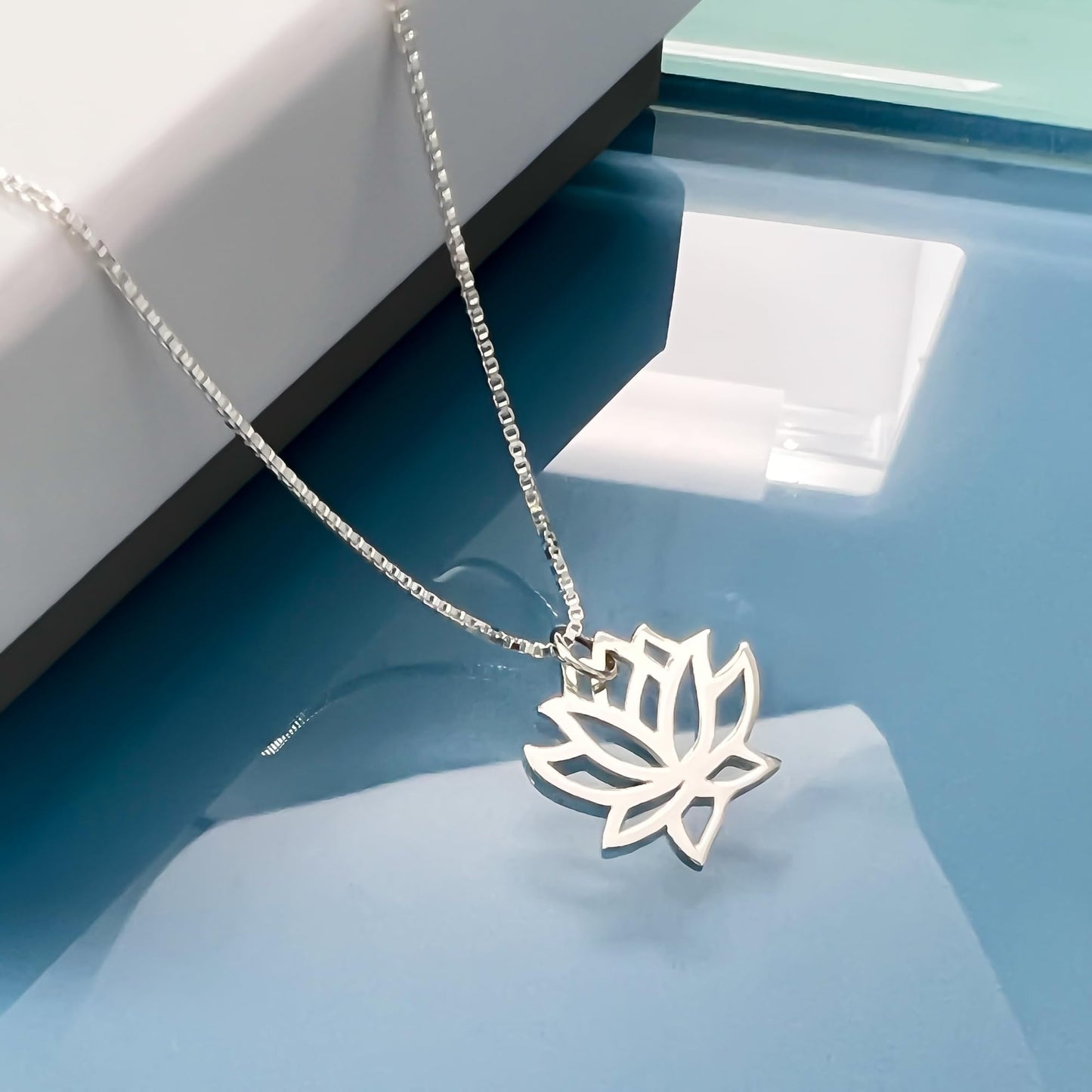 Small Delicate and Dainty 925 Sterling Silver Lotus Pendant Necklace for Women, GIft for Mom, Aunt, Girlfriend, Yoga Jewelry, Meditation Necklace