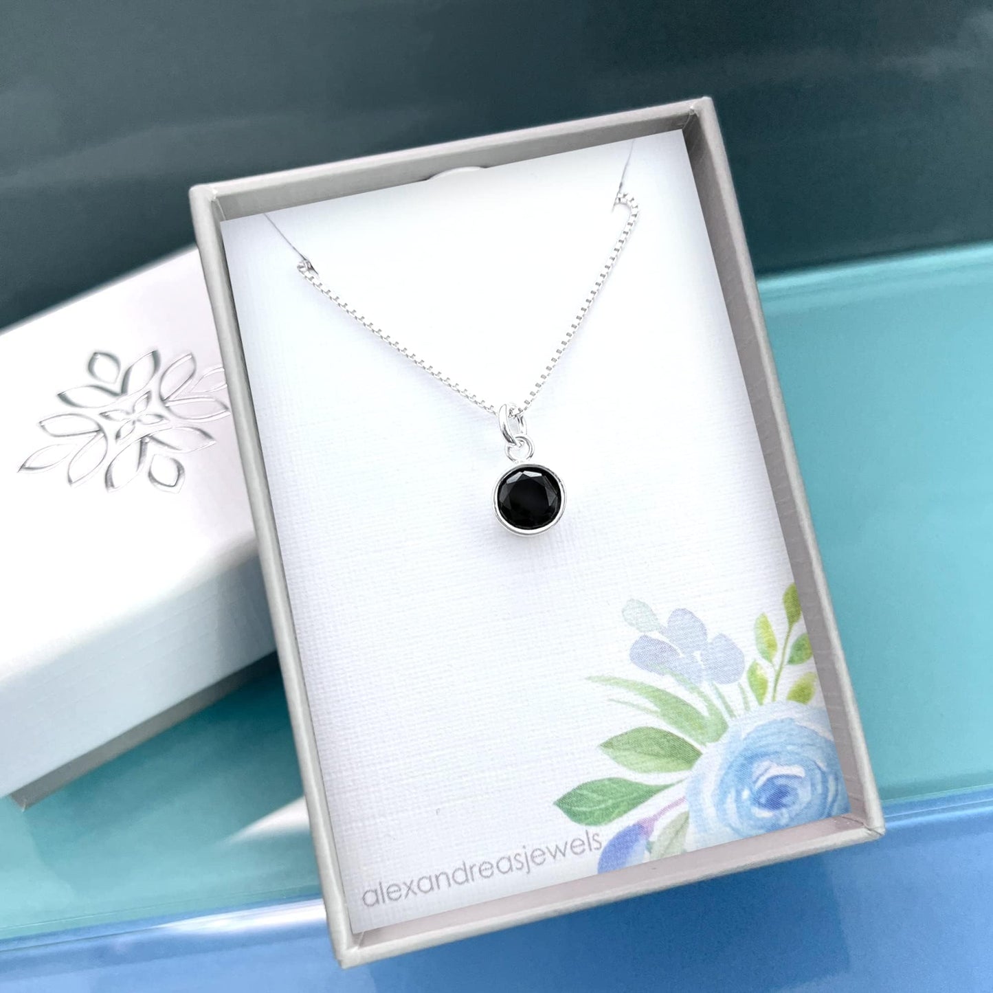 Tiny Black Onyx Disc Necklace, Sterling Silver Black Onyx Necklace, Layering Necklace