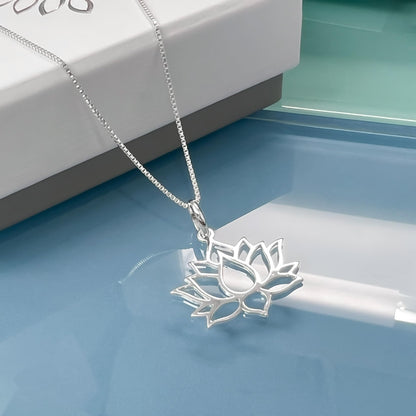 925 Sterling Silver Lotus Flower Motivational Gift Jewelry Necklace for Women Teen Girls