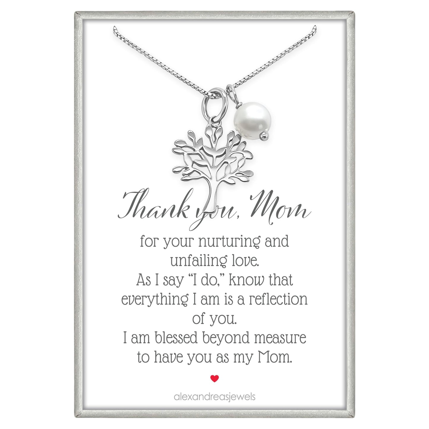 Tree of Life Necklace, Mother in Law Gift Necklace, Mother of the Bride, Mother of the Groom Gift, Sterling Silver Tree of Life Necklace, Mother's Day Gift for Mom (for mom from daughter-wedding)