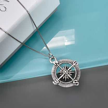 Sterling Silver Compass Necklace for Women, Graduation Gift Necklace, Travel Necklace, Retirement Gift Necklace, Daughter Graduation Gift