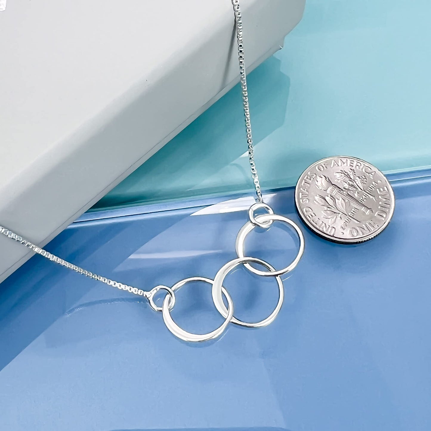 30th Sterling Silver Interlocking Circles Birthday Gift Necklace for Women