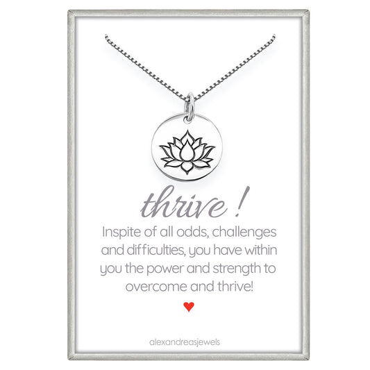 Lotus Flower Necklace, Sterling Silver Lotus Necklace for Women, Motivational Necklace, Inspirational Necklace