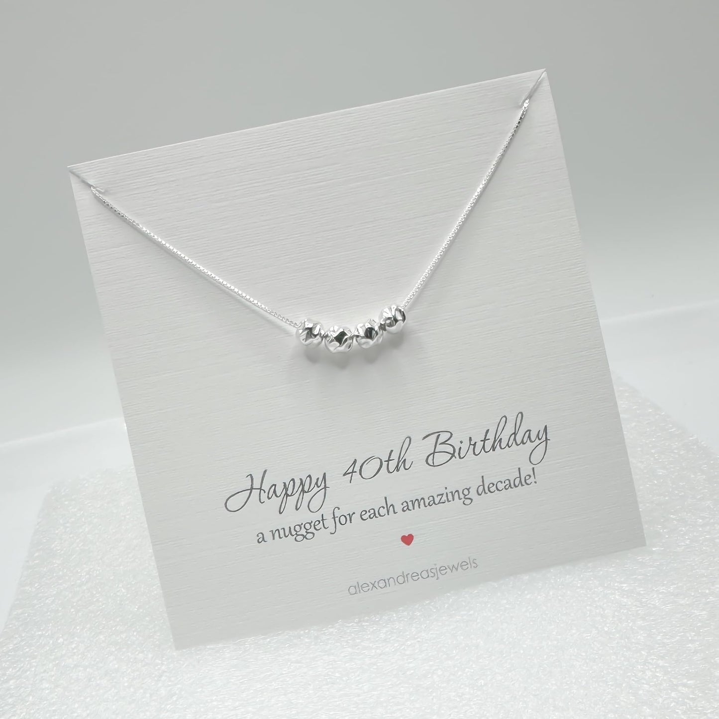 40th Birthday Gift for Women, Sterling Silver 4 Silver Nuggets Necklace, Daughter Birthday Gift, Best Friend 40th Birthday Gift Necklace