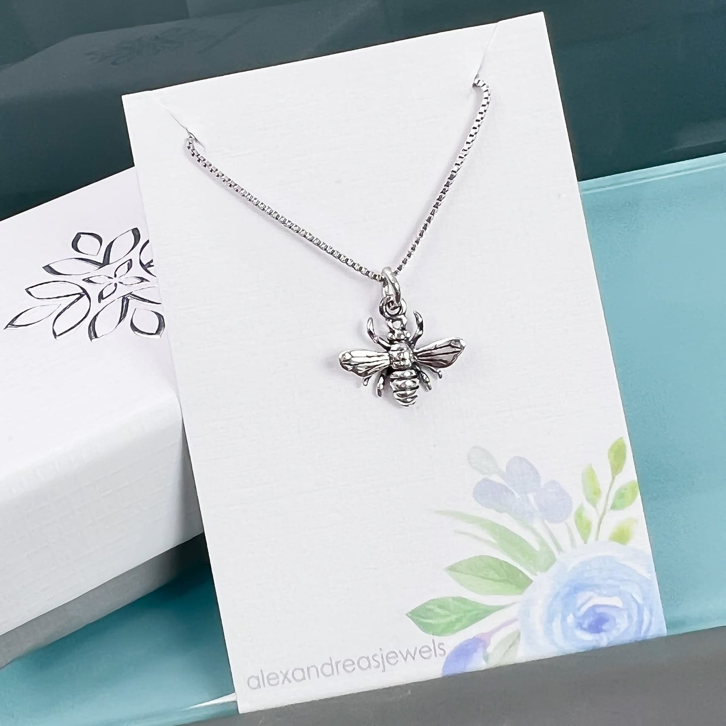 Sterling Silver Bumble Bee Necklace, Tiny and Dainty Honey Bee Necklace for Women, Bee Charm Gift Necklace