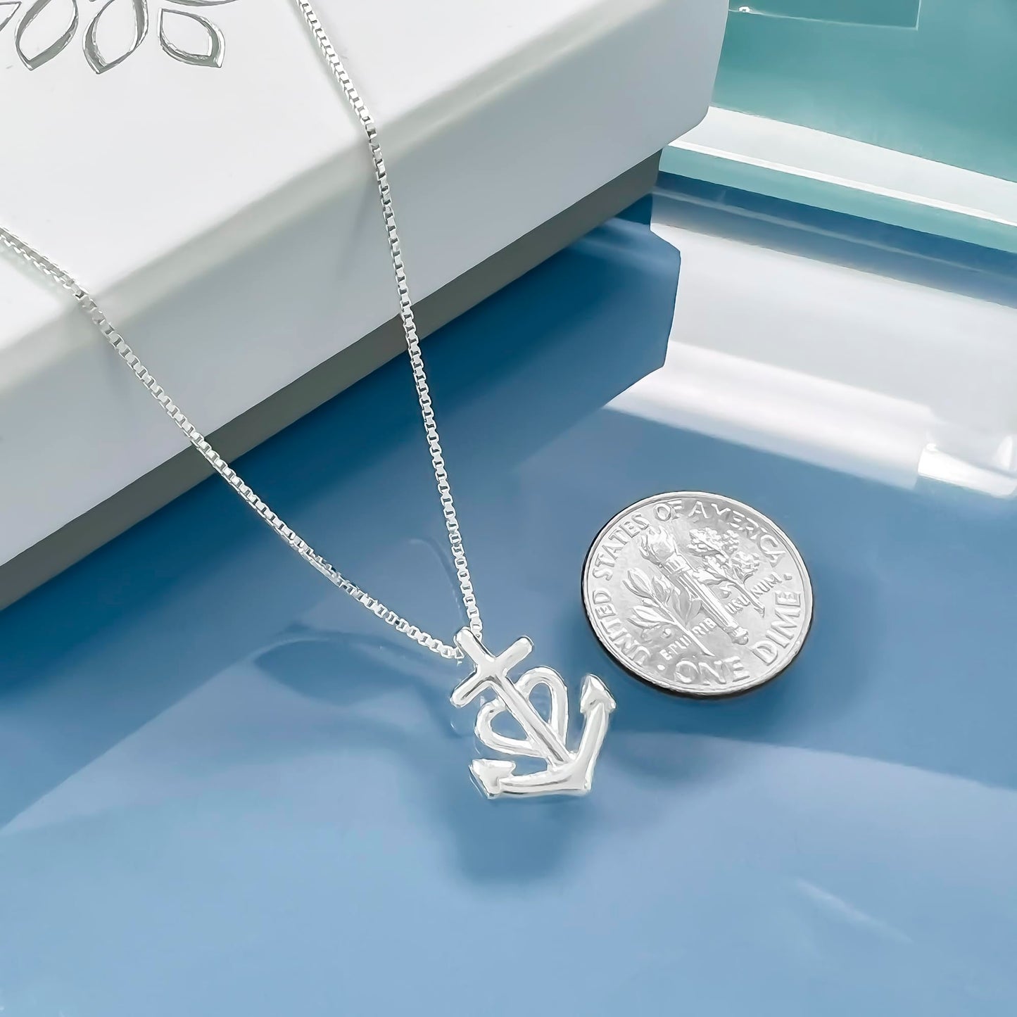 Tiny and Dainty Sterling Silver Faith Hope and Charity Necklace, Camargue Cross, Baptism Gift for Teens, Goddaughter Gift Necklace, Sterling Silver Cross Necklace, Confirmation Necklace