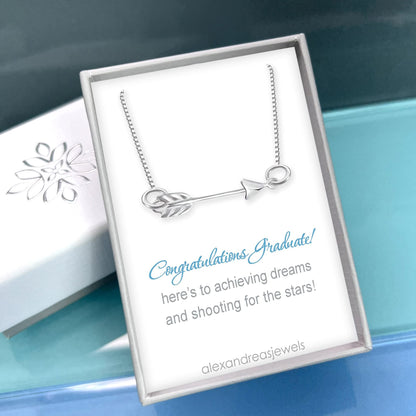 Dainty Sterling Silver Arrow Necklace for Women, Graduation Gift Necklace, Motivational Gift Necklace, Arrow Necklace Silver