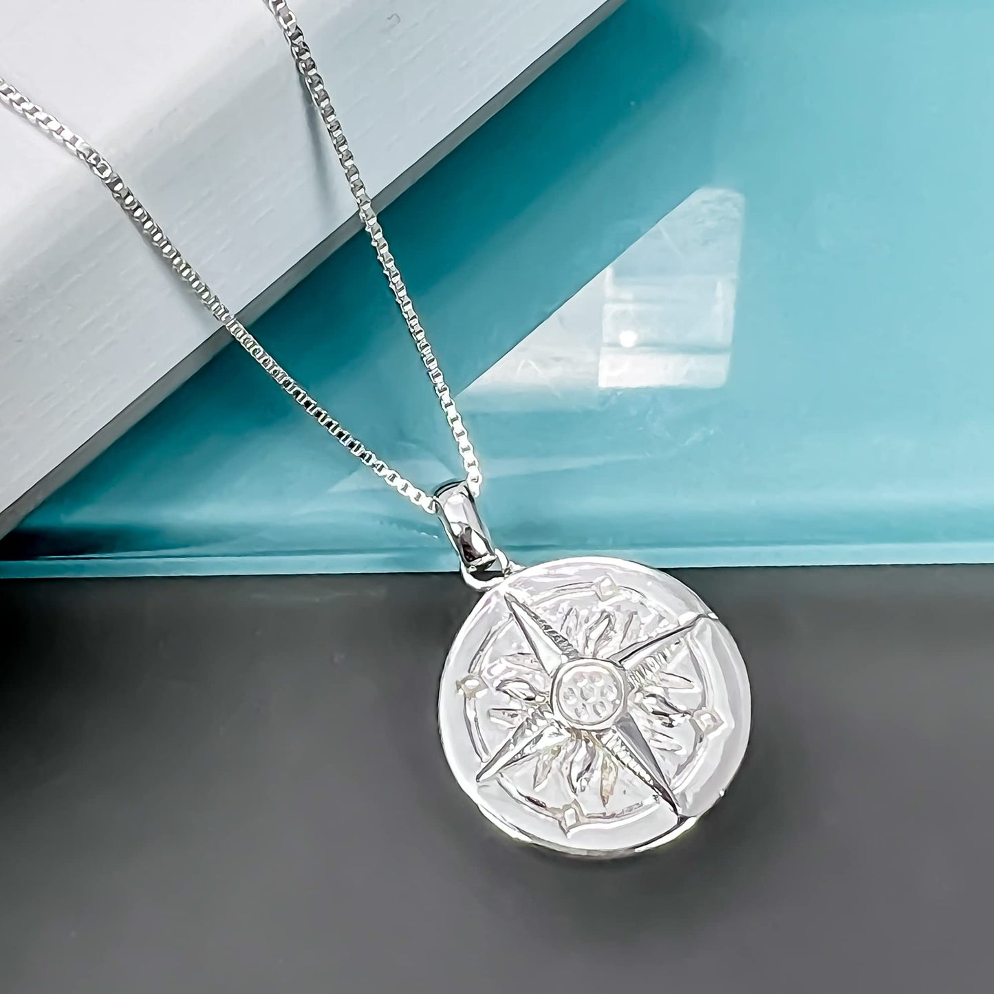 Sterling Silver Compass Necklace for Women, North Star Compass Pendant Necklace, Graduation Gift Necklace, Retirement Necklace