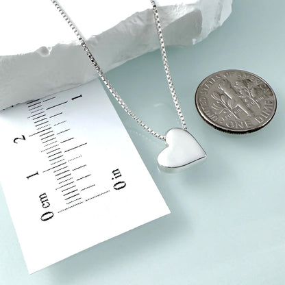 925 Sterling Silver Floating Heart Necklace for Women, Minimalist Solid Sterling Silver Heart Necklace, Layering Choker Necklace