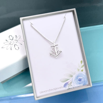 Tiny and Dainty Sterling Silver Faith Hope and Charity Necklace for Women and Teen Girls, Carmargue Cross Anchor Heart Necklace, Goddaughter Gift Necklace