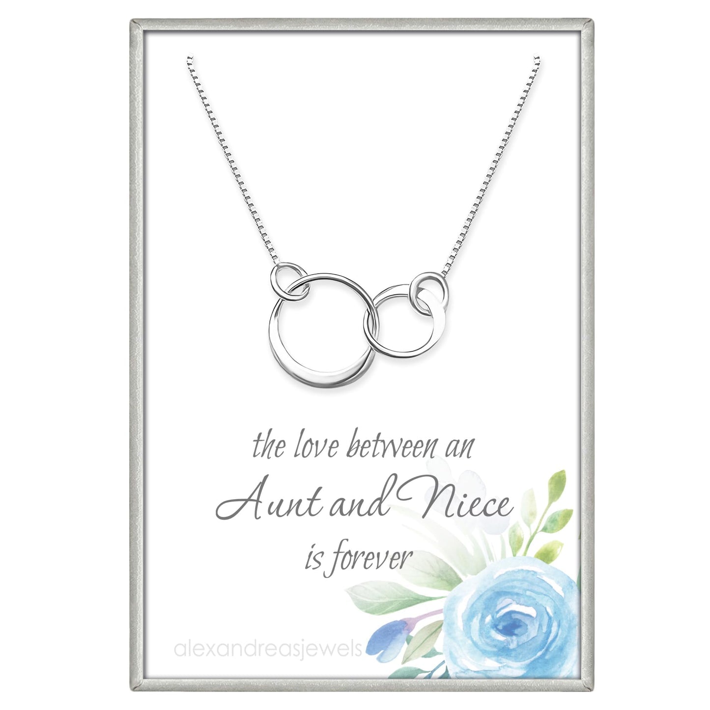 Very Tiny, Lightweight and Dainty Interlocking Circles Necklace,Two Ring Necklace for Teen Girls, Niece, Daughter, Granddaughter Birthday, Valentine's Day Gift (aunt and niece)