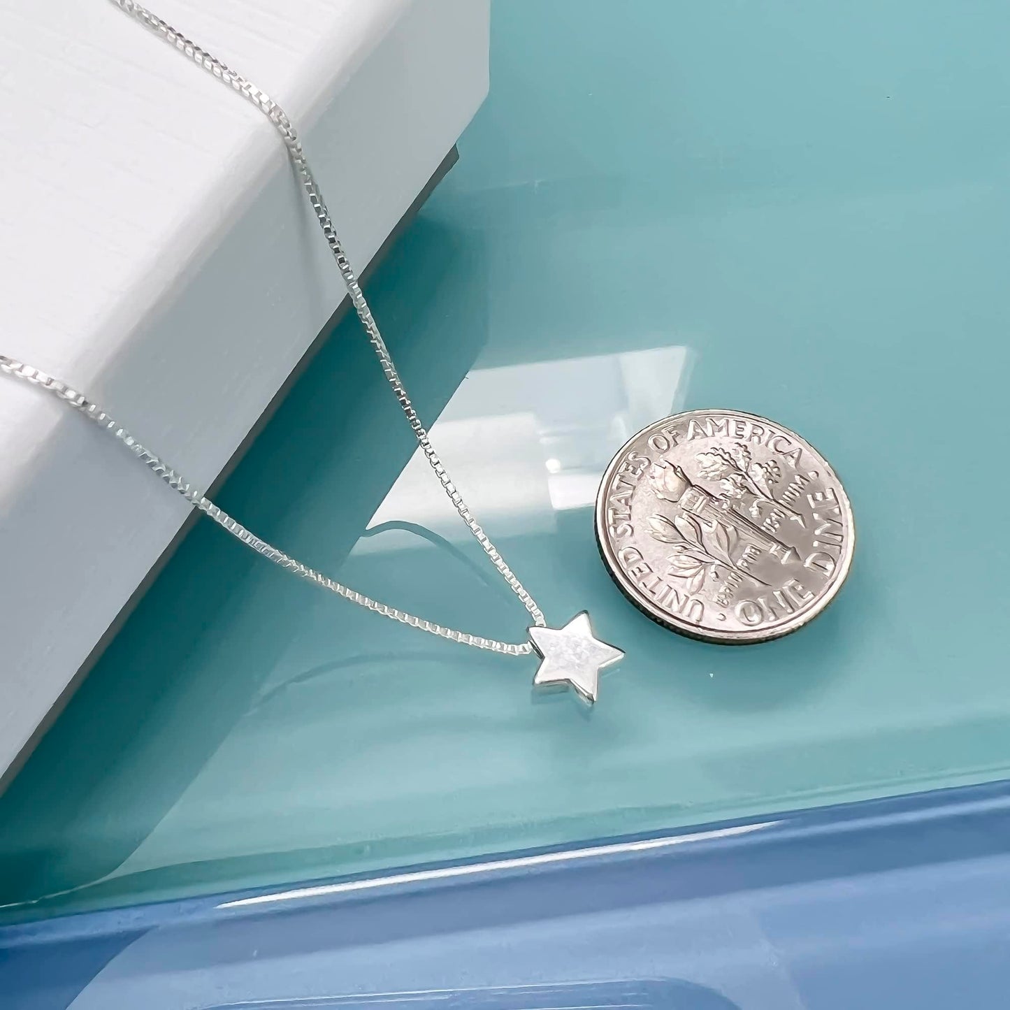 Tiny Delicate and Dainty Sterling Silver Star Necklace, Floating Star Necklace, Layering Necklace, Minimalist Necklace